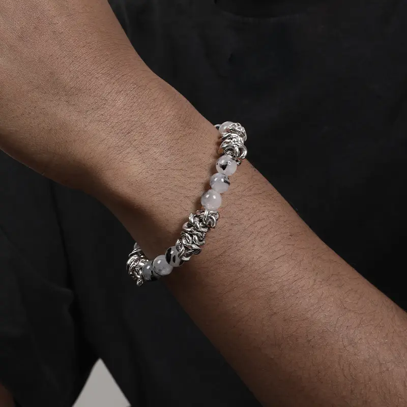 Hip Hop Trendy Black Hair Crystal Splicing Bracelet