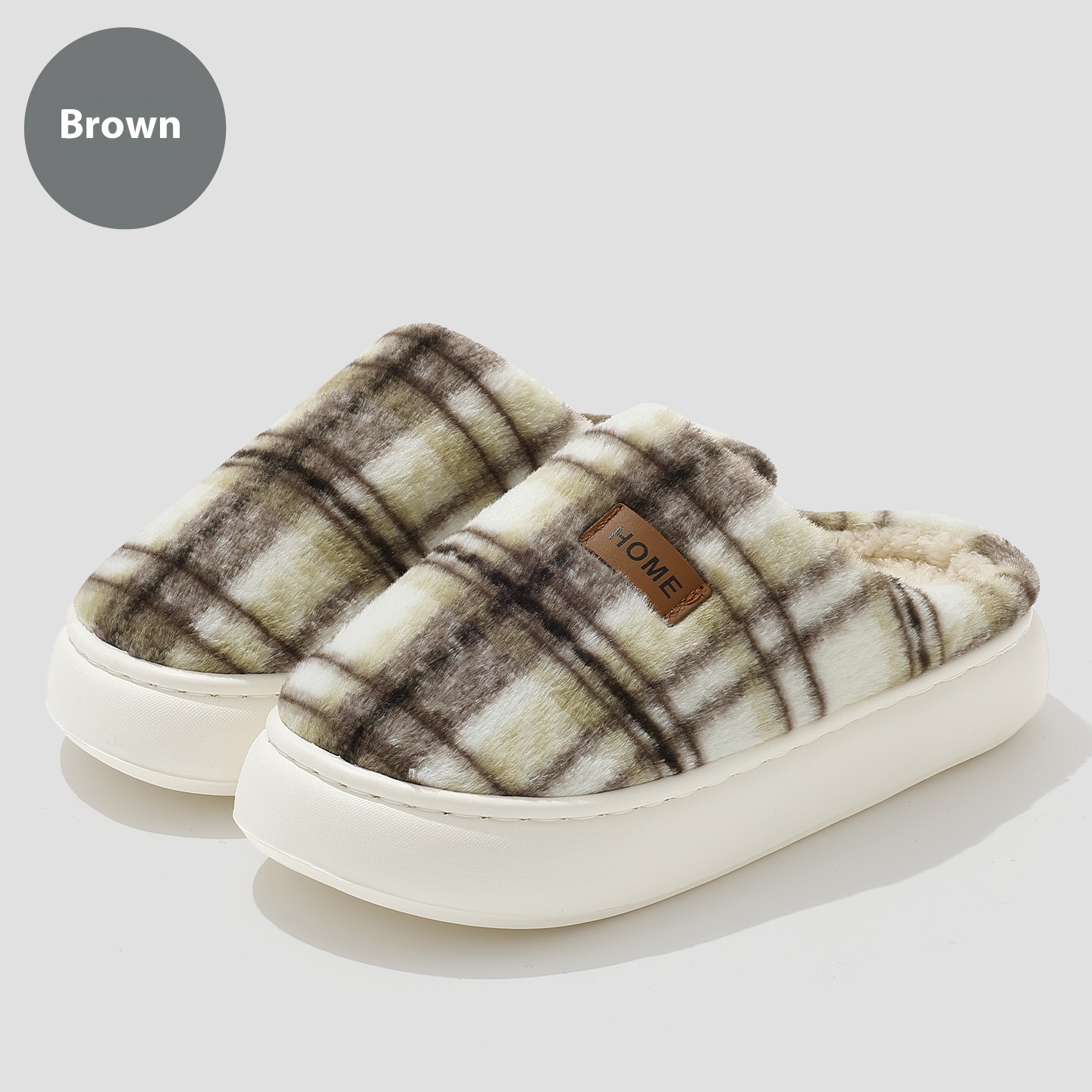 Women's Home Comfortable Warm Striped Toe Cap Cotton Slippers