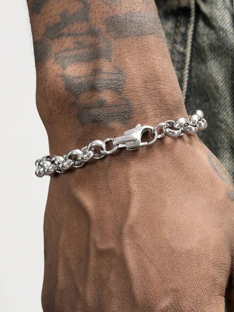 Hip Hop European And American Fashion High-end And Timeless Silver O-ring Titanium Steel Bracelet