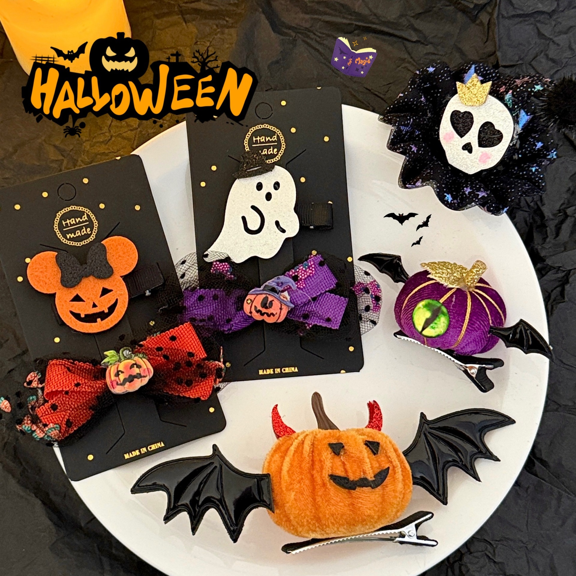 New Halloween Children's Bow Funny Barrettes