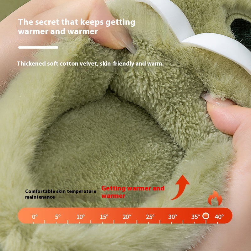 Female Warm Indoor Cartoon Big Eye Dog Cotton Slippers