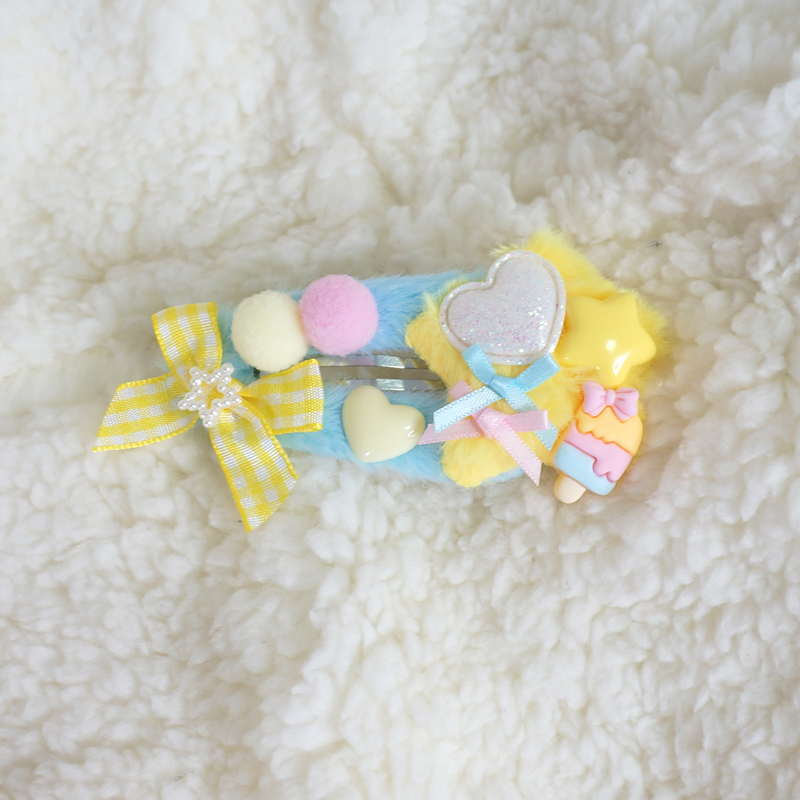 Cute Yellow Blue Plush XINGX Hairpin Headdress Lolita Bow 3