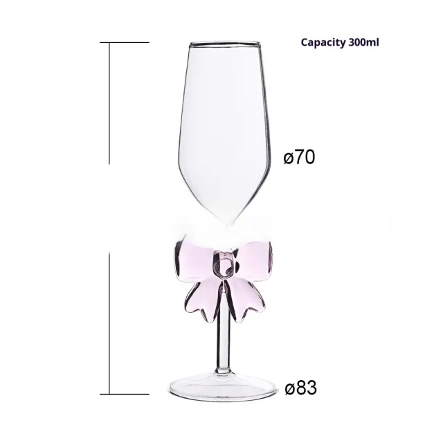 Glass High Leg Light Luxury Large Bow Romantic Candlestick Butterfly Champagne Glass - Shop at LoveMi