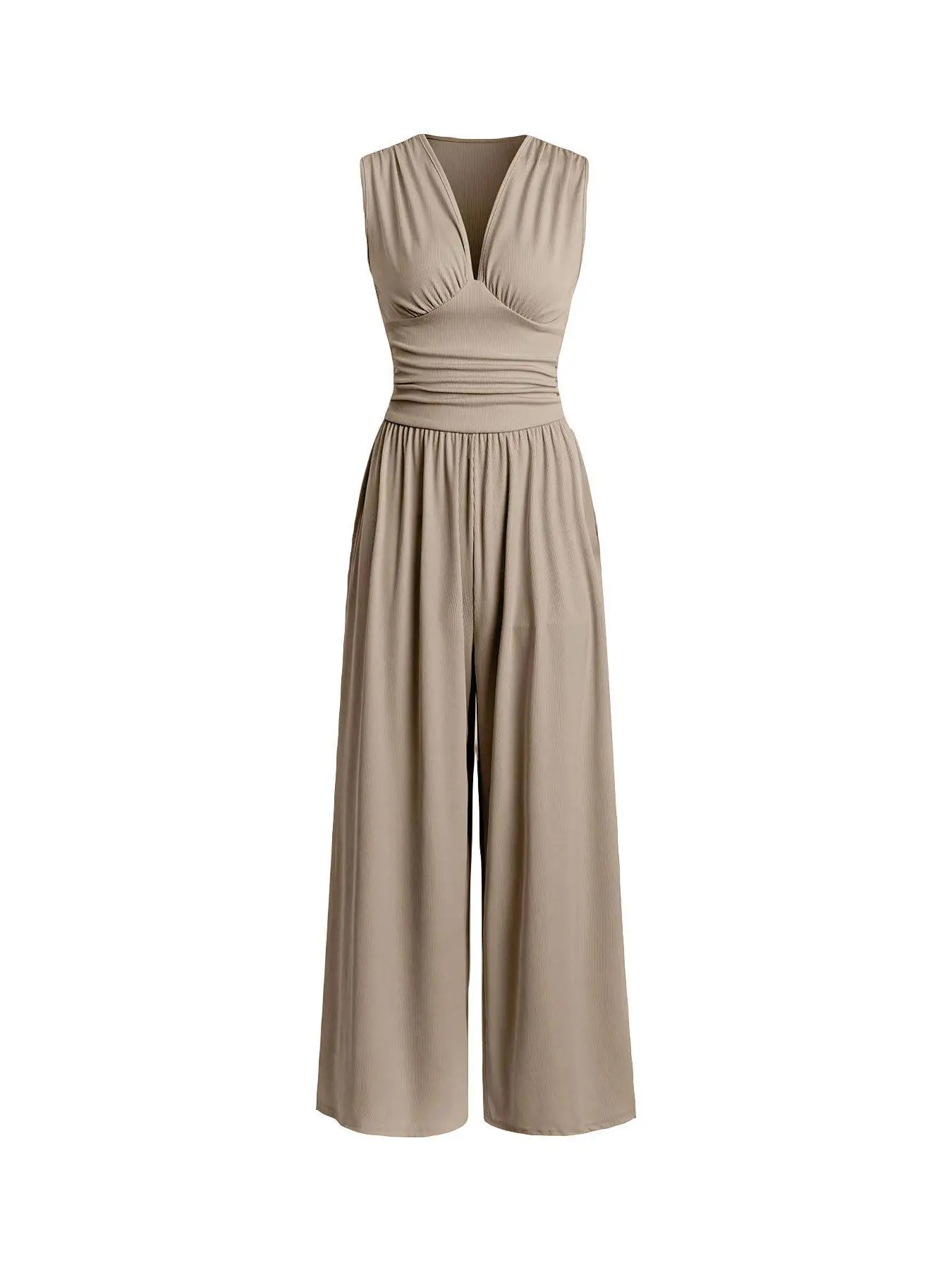 Sleeveless Knitted Jumpsuit Loose Wide-leg Pants