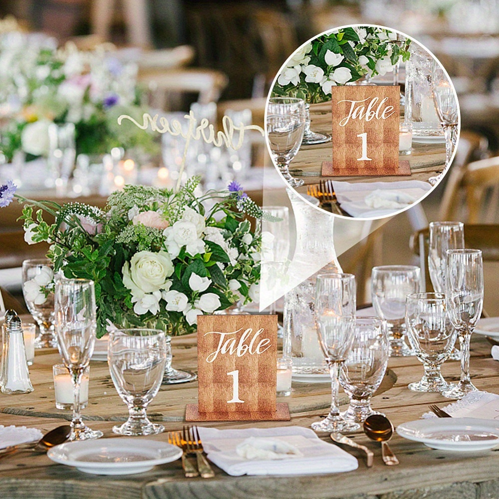 Boho Brown Wooden Table Numbers 1 to 20
