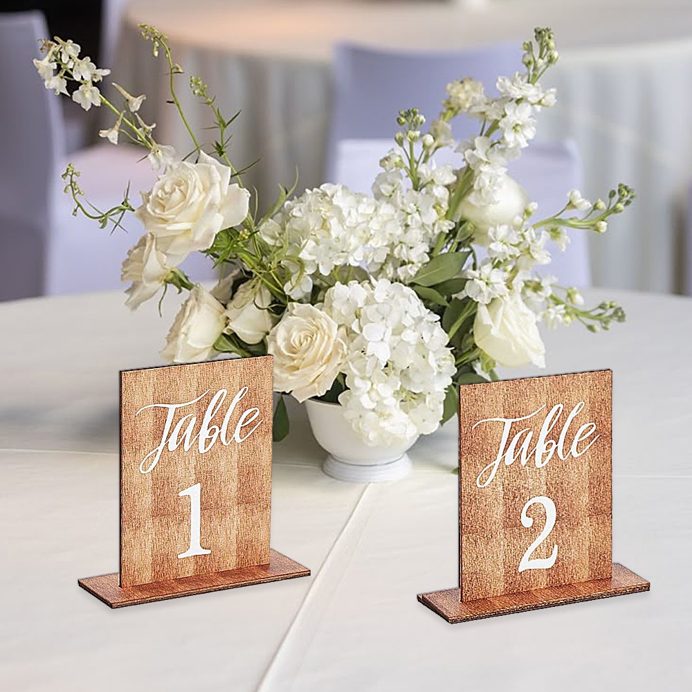 Boho Brown Wooden Table Numbers 1 to 20