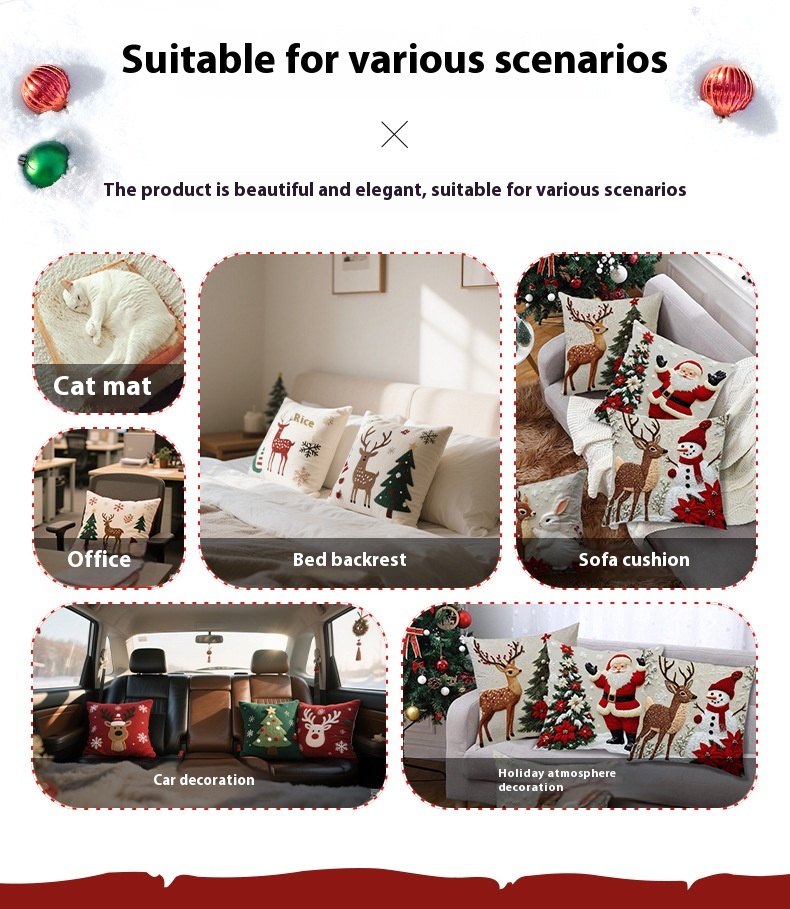 Christmas Cover Festival Elk Rabbit Decoration Sofa Atmosphere Decoration Linen Pillow