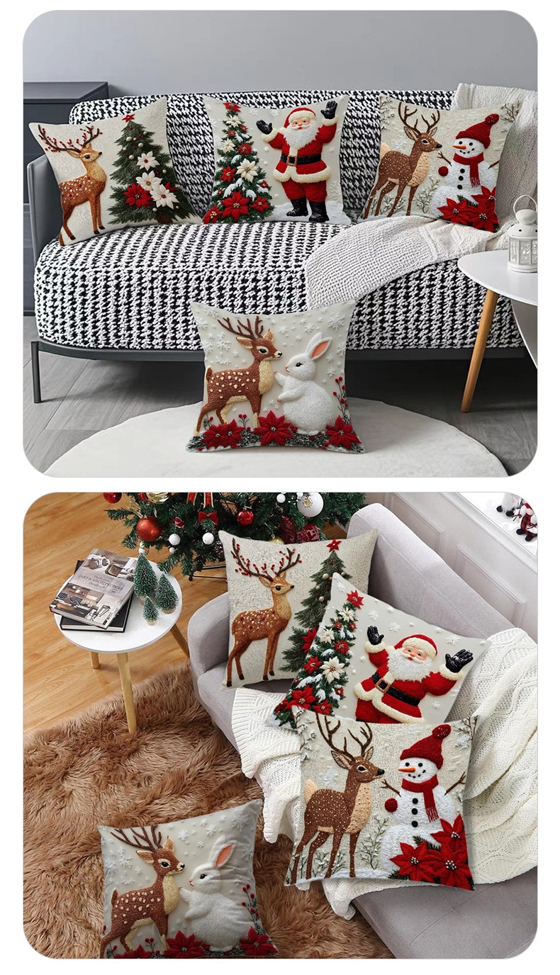 Christmas Cover Festival Elk Rabbit Decoration Sofa Atmosphere Decoration Linen Pillow