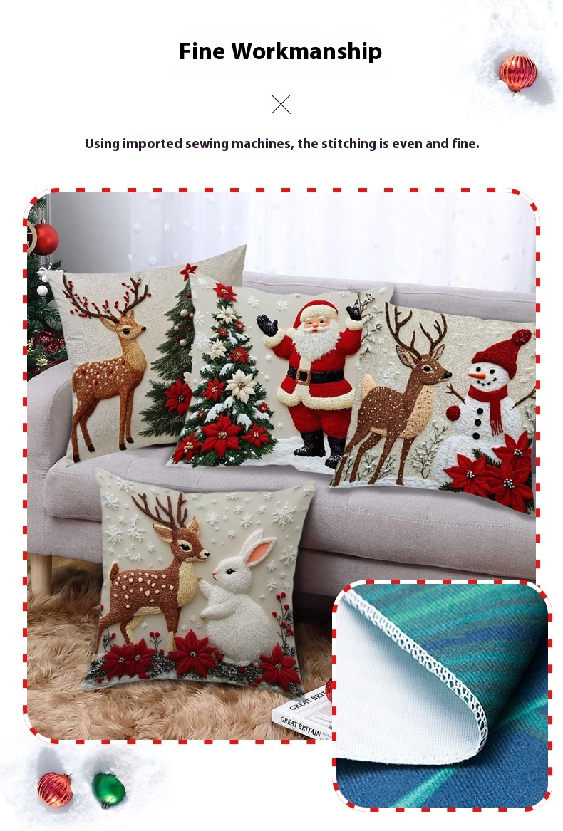 Christmas Cover Festival Elk Rabbit Decoration Sofa Atmosphere Decoration Linen Pillow