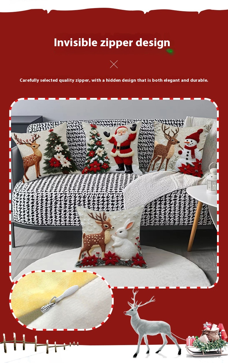 Christmas Cover Festival Elk Rabbit Decoration Sofa Atmosphere Decoration Linen Pillow