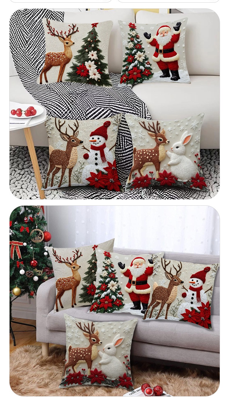 Christmas Cover Festival Elk Rabbit Decoration Sofa Atmosphere Decoration Linen Pillow