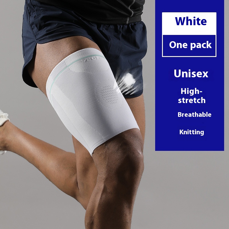 Sports Thigh Supporter Knitted Compression Leg Gaurd Set White - Shop at LoveMi