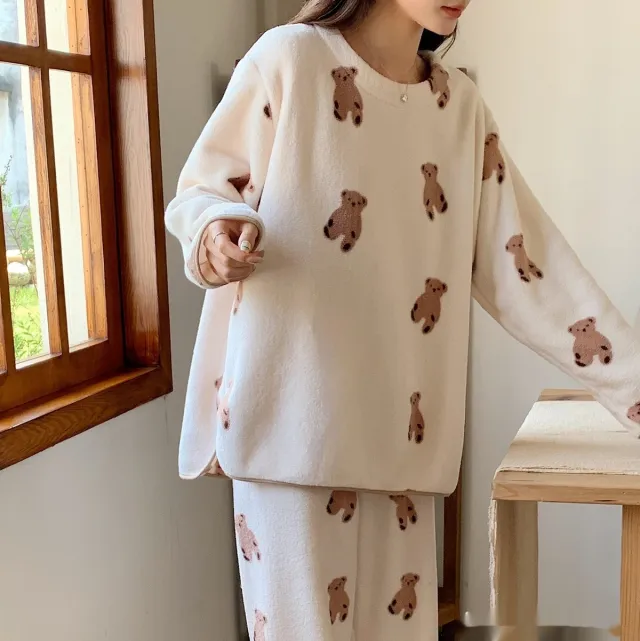 Home Wear Suit Female Cloud Can Be Worn Outside Plus Velvet Thickening Milk Rice - Shop at LoveMi