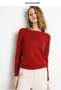 Round Neck Pure Wool Women's Long Sleeve Pullover Loose Sweater - Embroidered - View 1