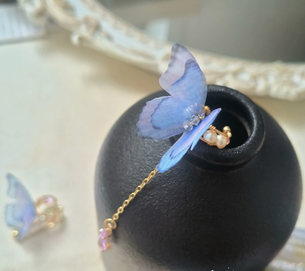 Original Fairy Mori Style Girl Yarn Butterfly Earrings