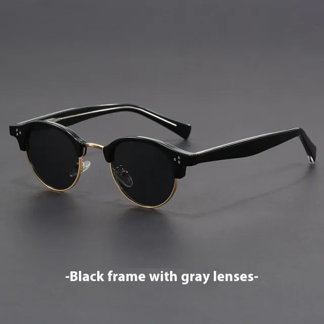 Korean Style Trendy Small Face Myopic Sunglasses Women Black Gold Frame Gray Piece - Shop at LoveMi