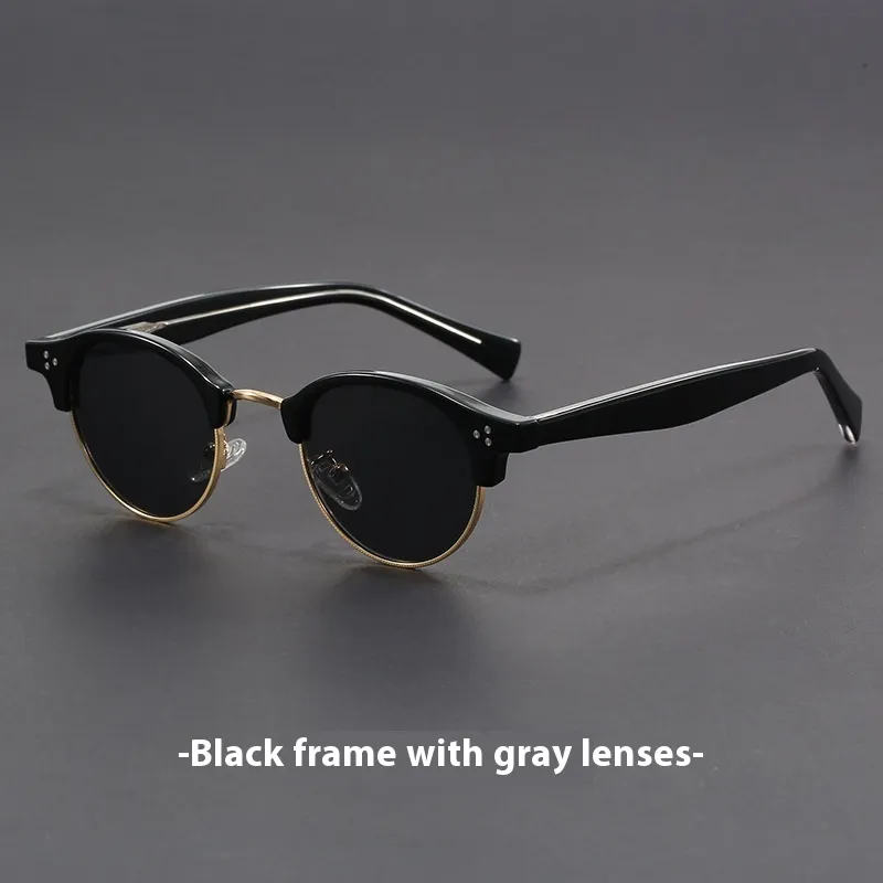 Korean Style Trendy Small Face Myopic Sunglasses Women - Black Gold Frame Gray Piece