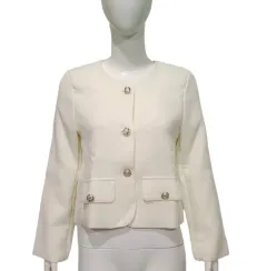 Socialite Temperament Crew Neck Dress Two-piece Suit - White Coat - View 1