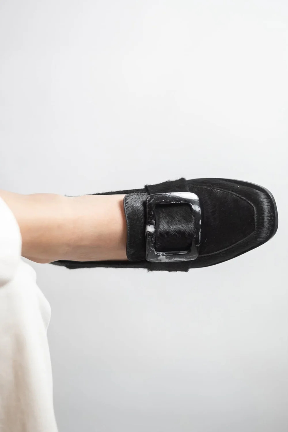 Vintage Square-Button Low-Cut Loafers