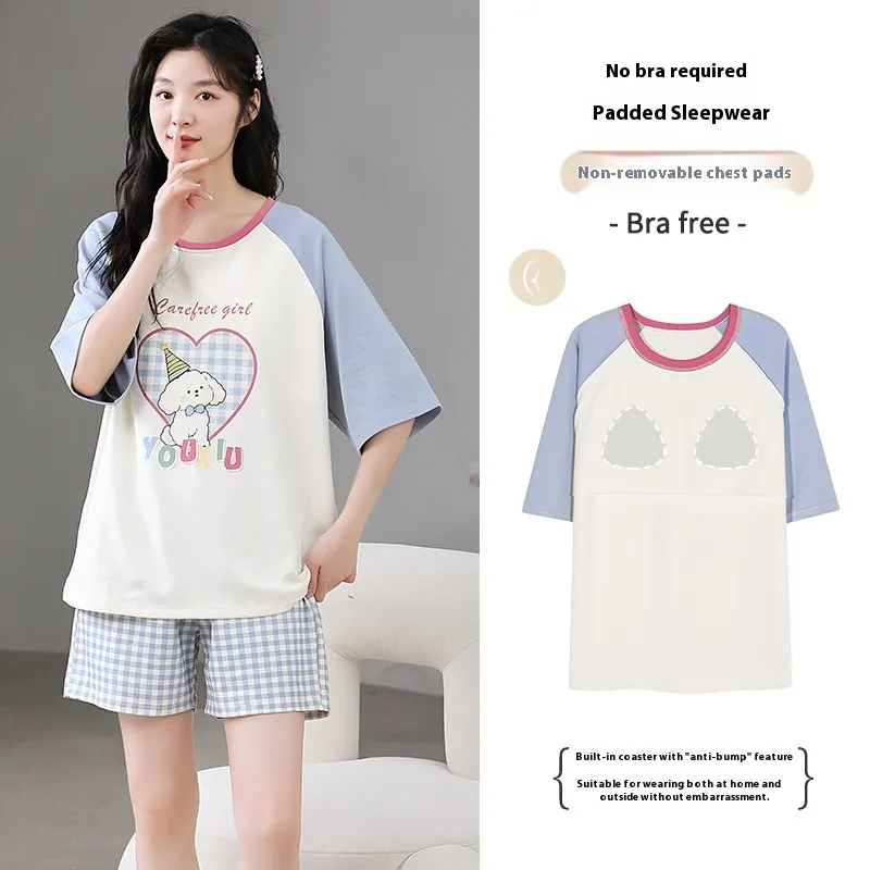 Casual Loose Home Wear Korean Style Sweet Two-piece Suit - Ysh78007-L