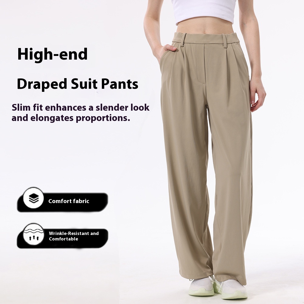 High Waist Drooping Loose Sports Straight Pants Commute Leisure Suit Pants