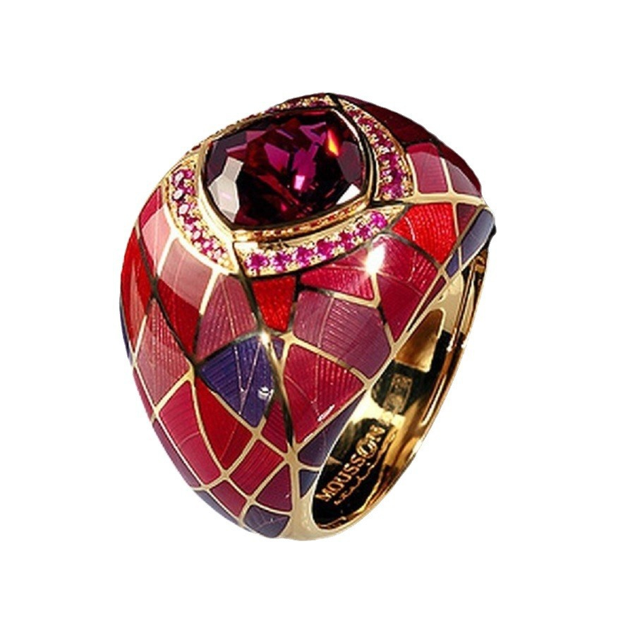 Fashion Blue Gem Inlaid Zirconium Rhinestone Ring - lifestyle shot