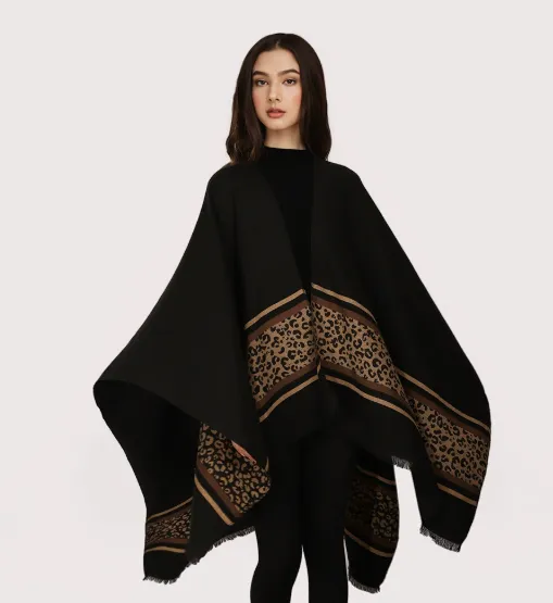 Women's Jacquard Silver Silk Shawl Black 02 - Shop at LoveMi