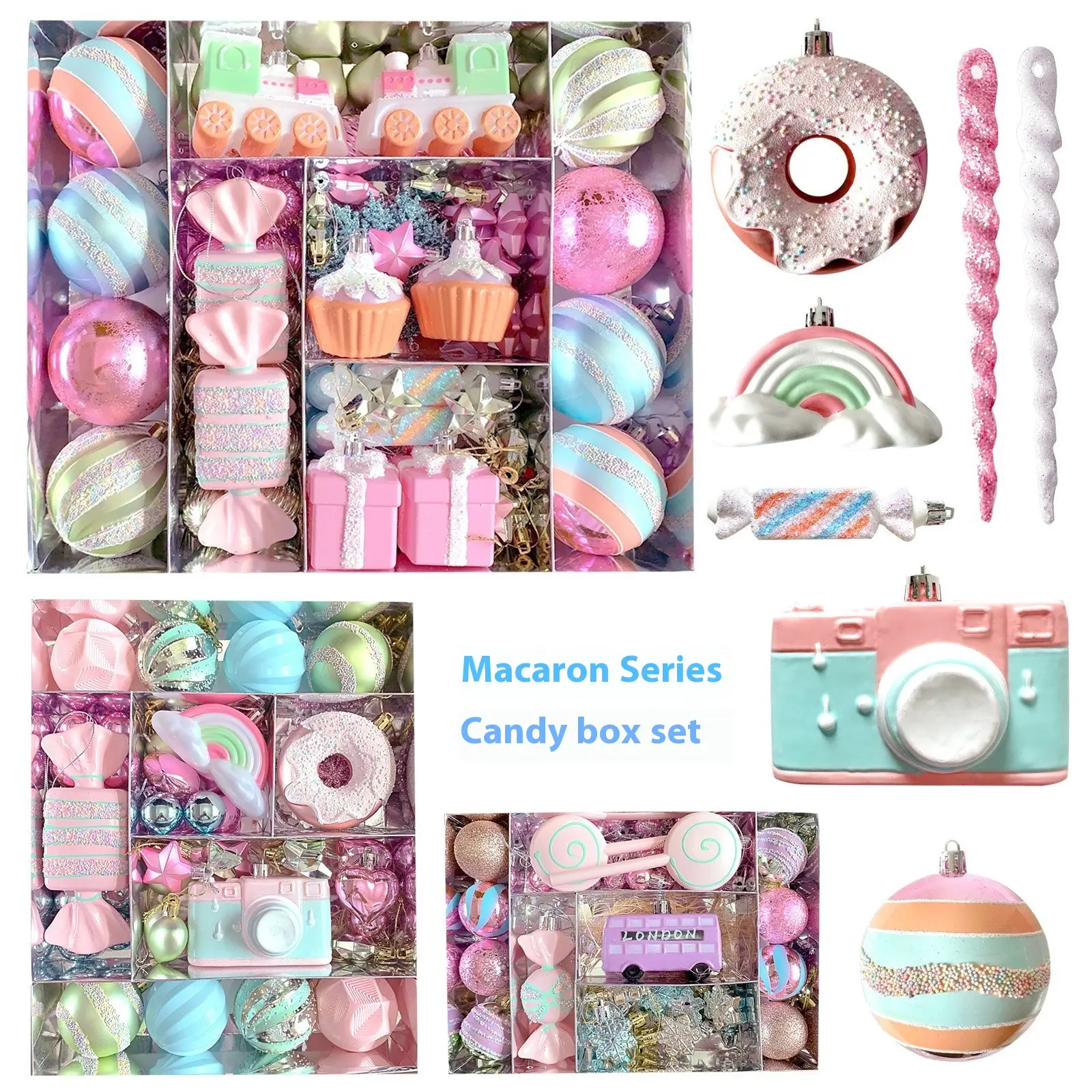 Christmas Decoration Supplies Christmas Tree Pendant Macaron Candy Plastic Painted