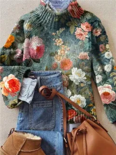 New Christmas Abstract Printing Casual Cloak Coat Cardigan - Colour 30 - View 1