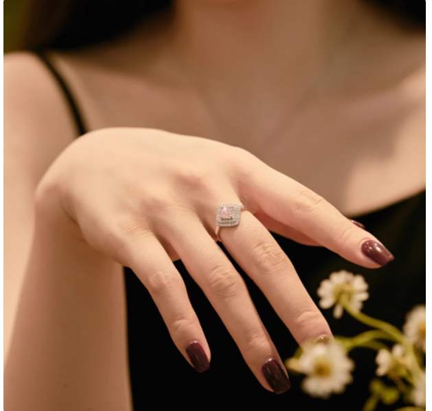 European And American Sterling Silver Female Ring Yellow Zircon