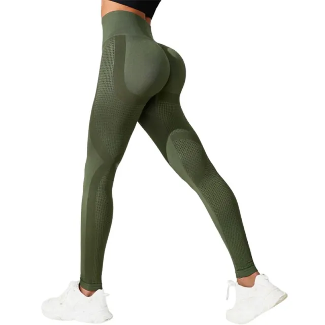 Fashion Slim Fit Waist Shaping Hip Lifting High Elastic Shock Absorption Fitness Yoga Exercise Pants Green - Shop at LoveMi