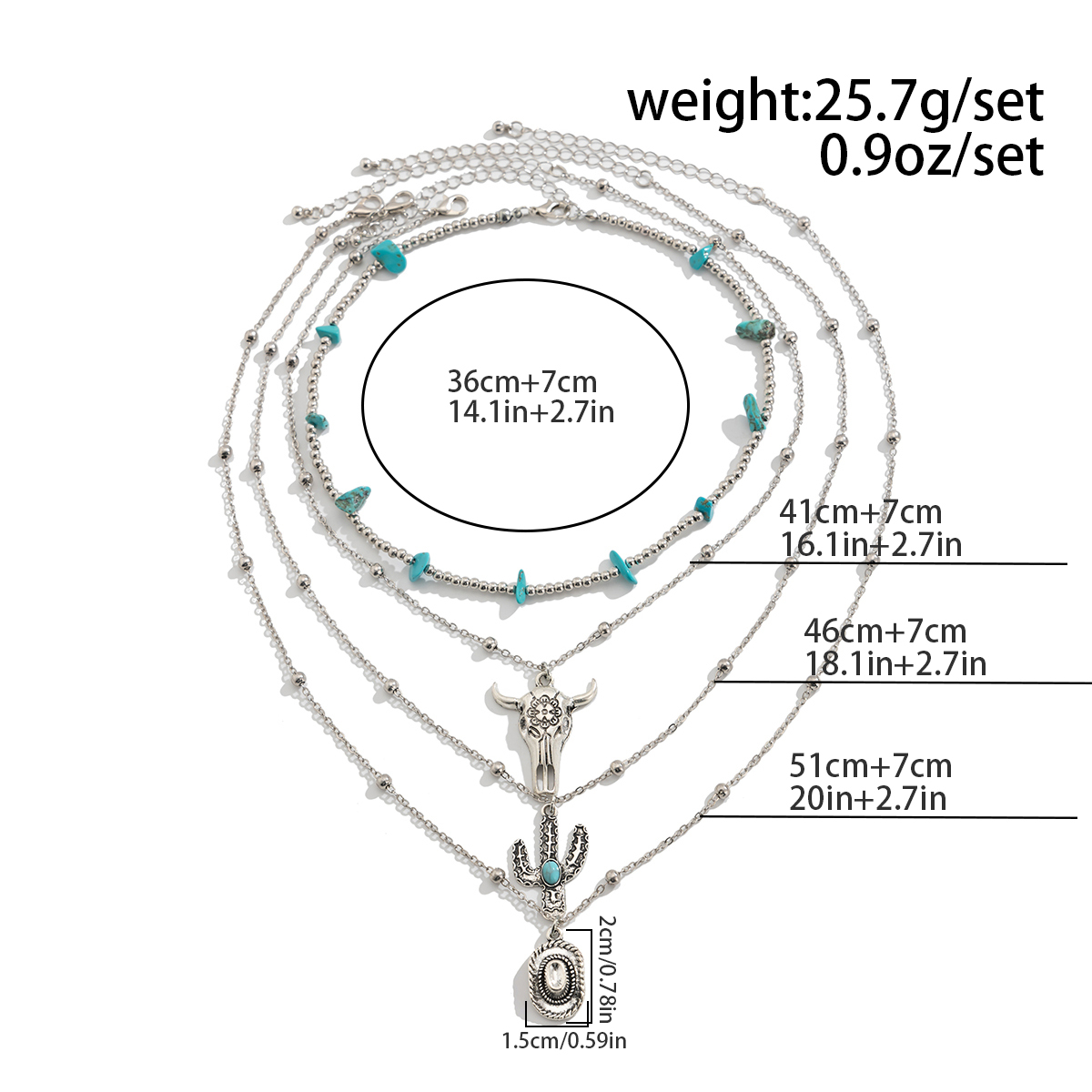 4 Pcs Western Necklace Set Bohemian Style