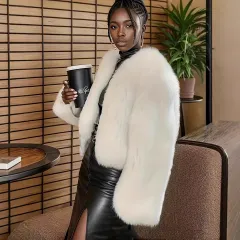 Korean Style Elegant Faux Fur Coat Fashionable Fried Street All-matching Short Plush Top W0075 - White - View 1