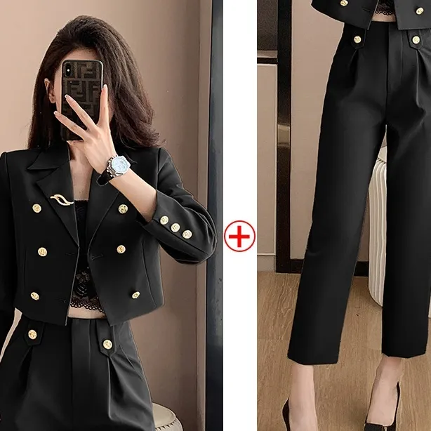 Short Suit Suit Women's Small Spring And Autumn New Black Suit Trousers - Shop at LoveMi