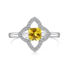 Flower Set Hollow Four-leaf Clover Ring - Gold Dy120781Swhb - View 1