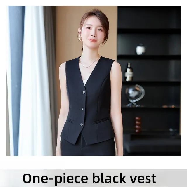 Women's Outer Wear Vest Waistcoat Hotel Receptionist Uniform Work Clothes Black Vest - Shop at LoveMi