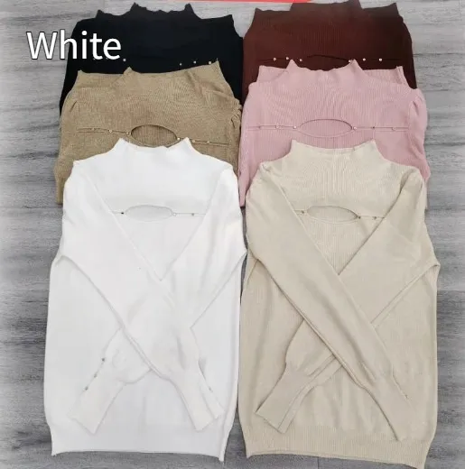 New Design Sense Niche Knitted Inner Match Bottoming Shirt Hollow out Top For Women White - Shop at LoveMi