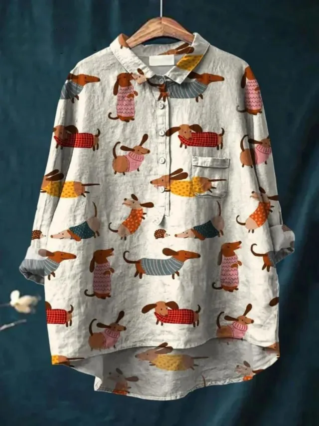 Casual Long Sleeve Shirt Animal Print Hawaiian Long Sleeve Shirt Sh807037022 M - Shop at LoveMi