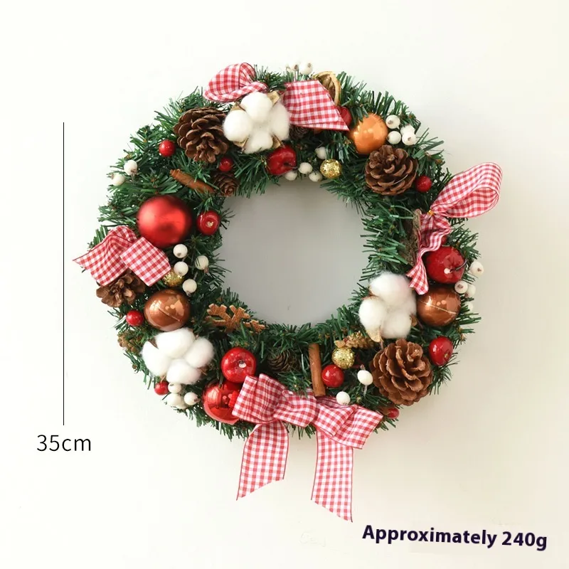 Christmas Garland Bow Christmas Door Hanging Window Decoration Christmas Decorations - 35Cm 360G A