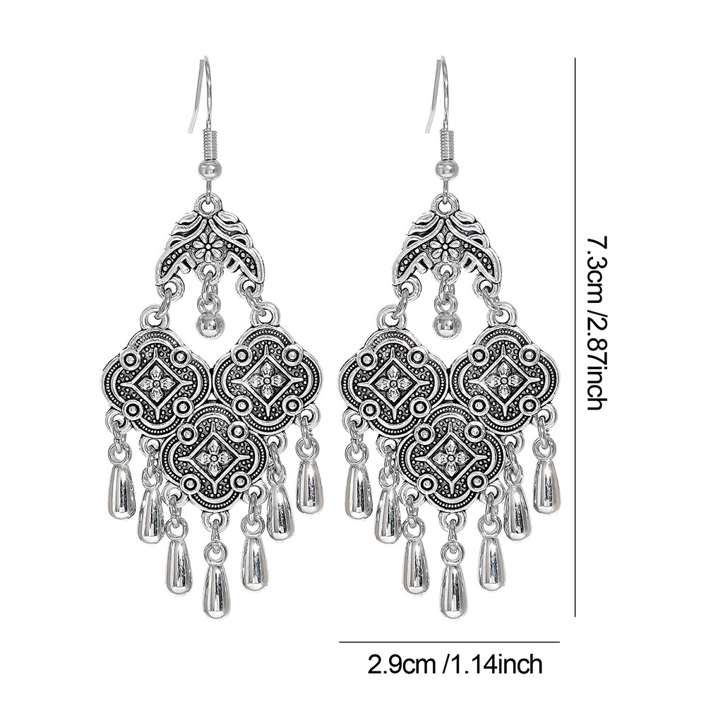 Silver Tassel Earrings Boho Style