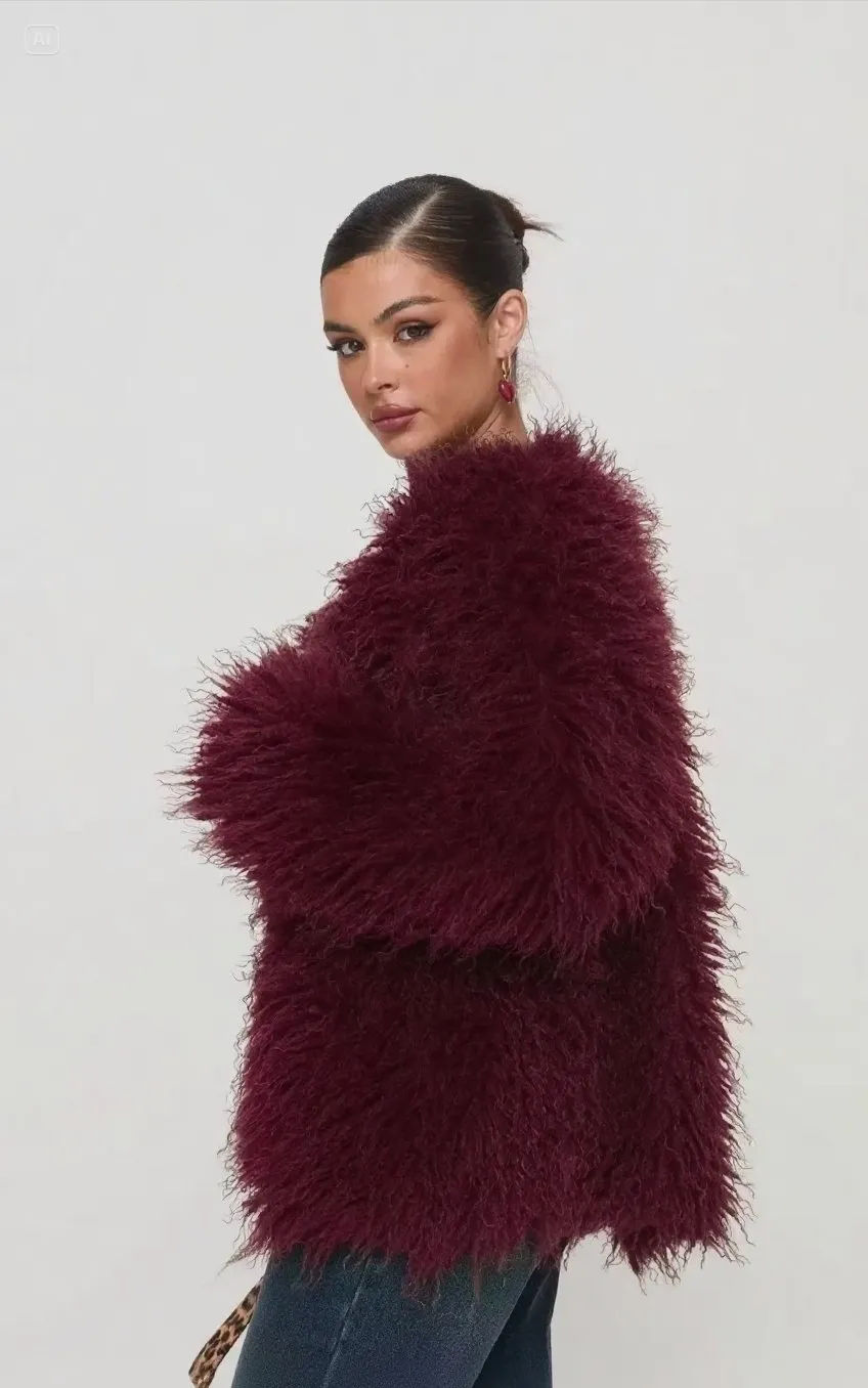 Coat Faux Fur Jacket - Red
