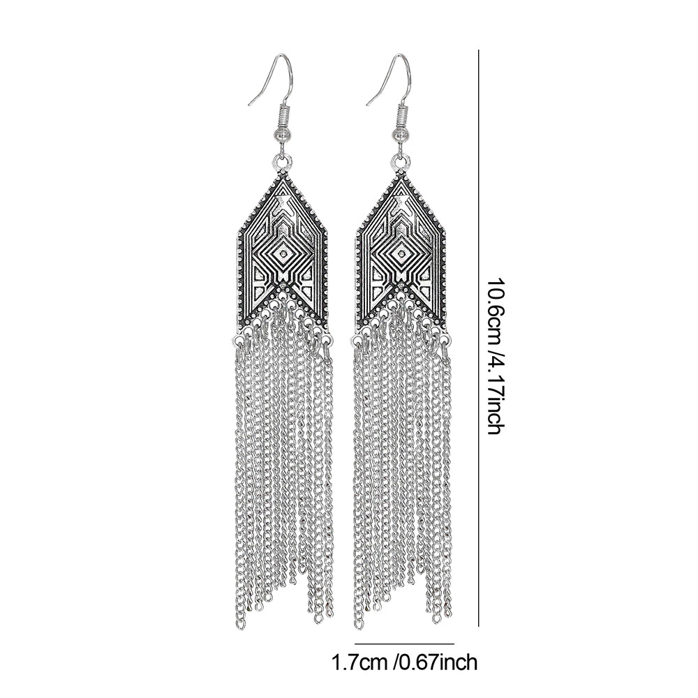 Silver Tassel Earrings Boho Style