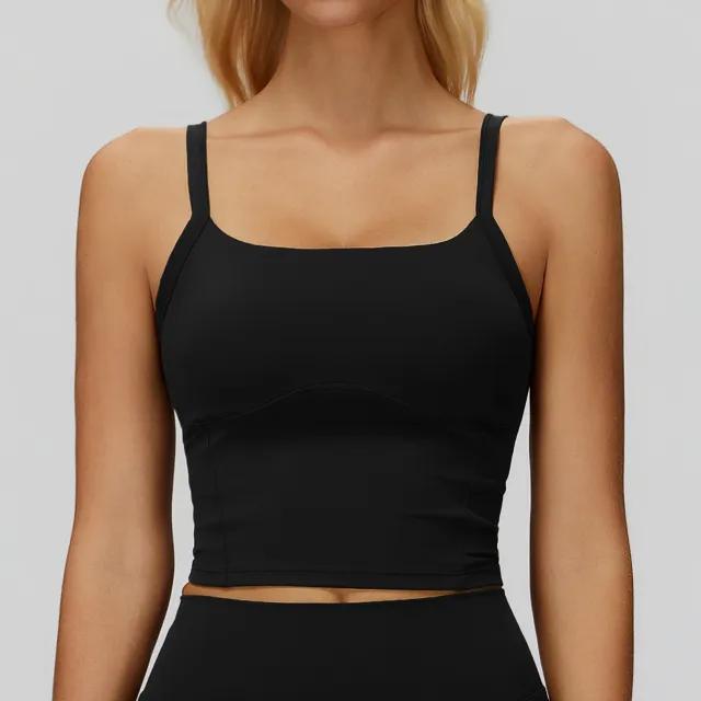 Brushed Yoga Vest Beauty Back Double shoulder Strap Sports Vest Advanced Black - Shop at LoveMi