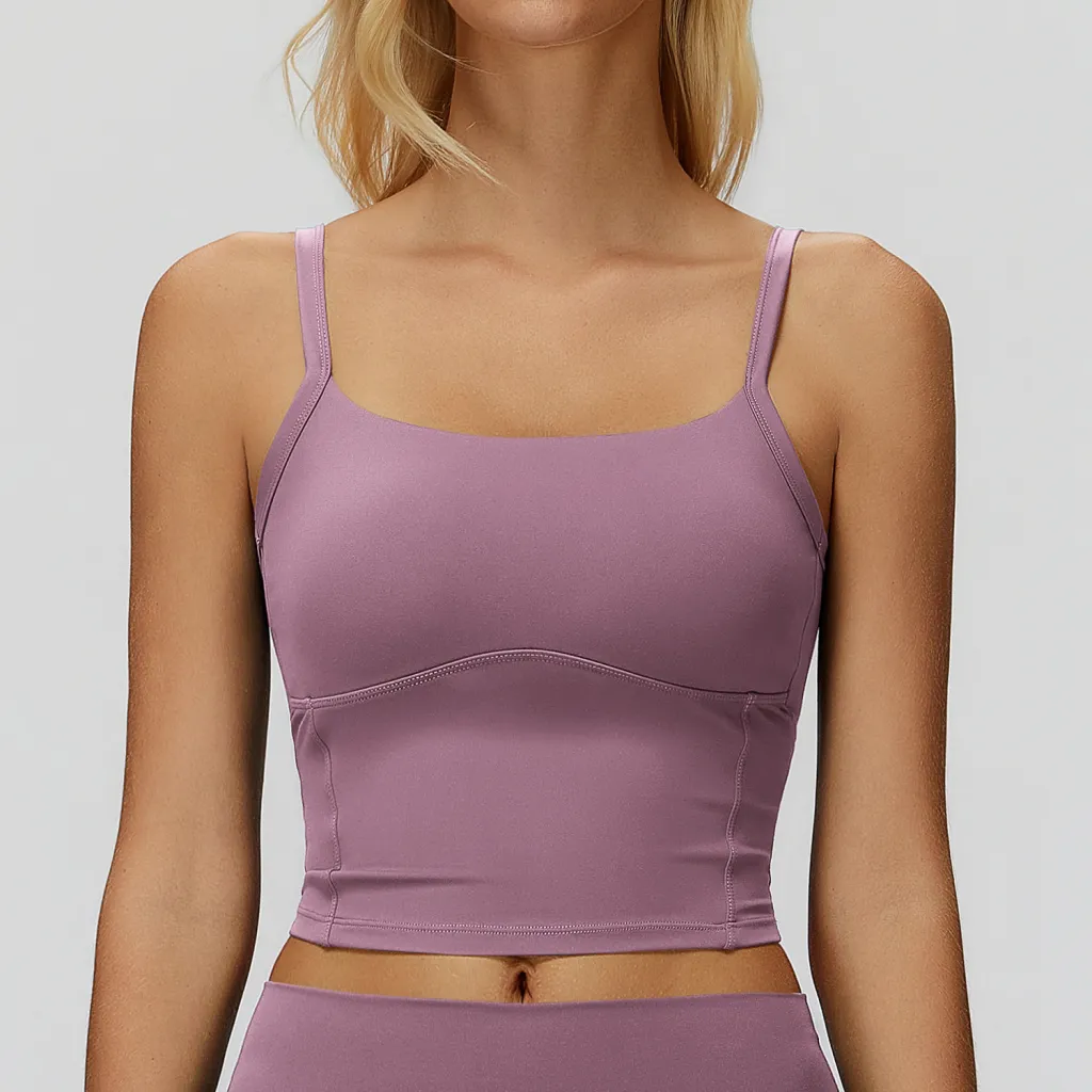 Brushed Yoga Vest Beauty Back Double-shoulder Strap Sports Vest - Medium Gray Purple