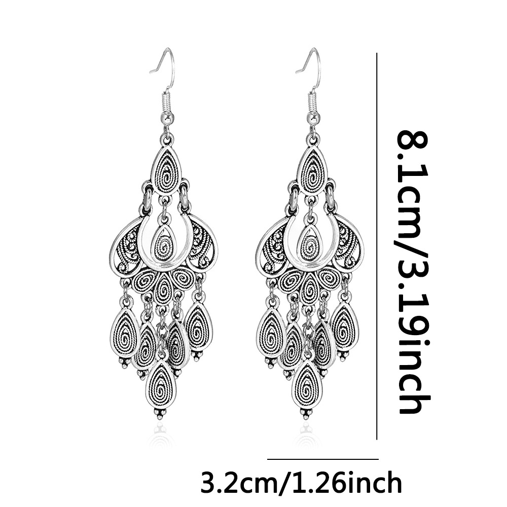Silver Tassel Earrings Boho Style
