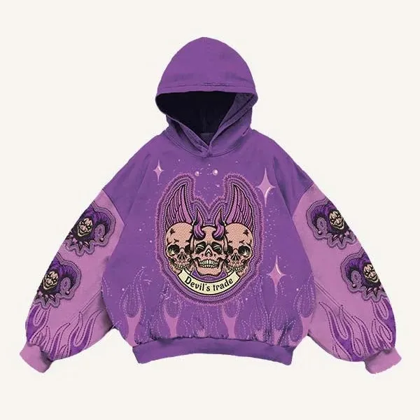 Fashion Casual Printed Polyester Sweater Purple - Shop at LoveMi
