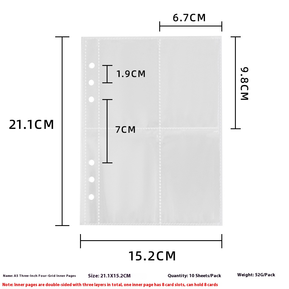A5 Three Inch Four Grid