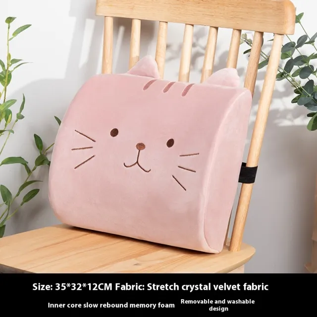 Cartoon Cat Removable And Washable Back Pillow Pink Cat - Shop at LoveMi
