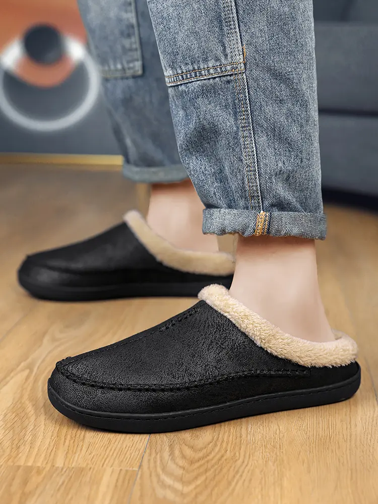Indoor Warm Anti Slip And Plush Cotton Shoes For Men