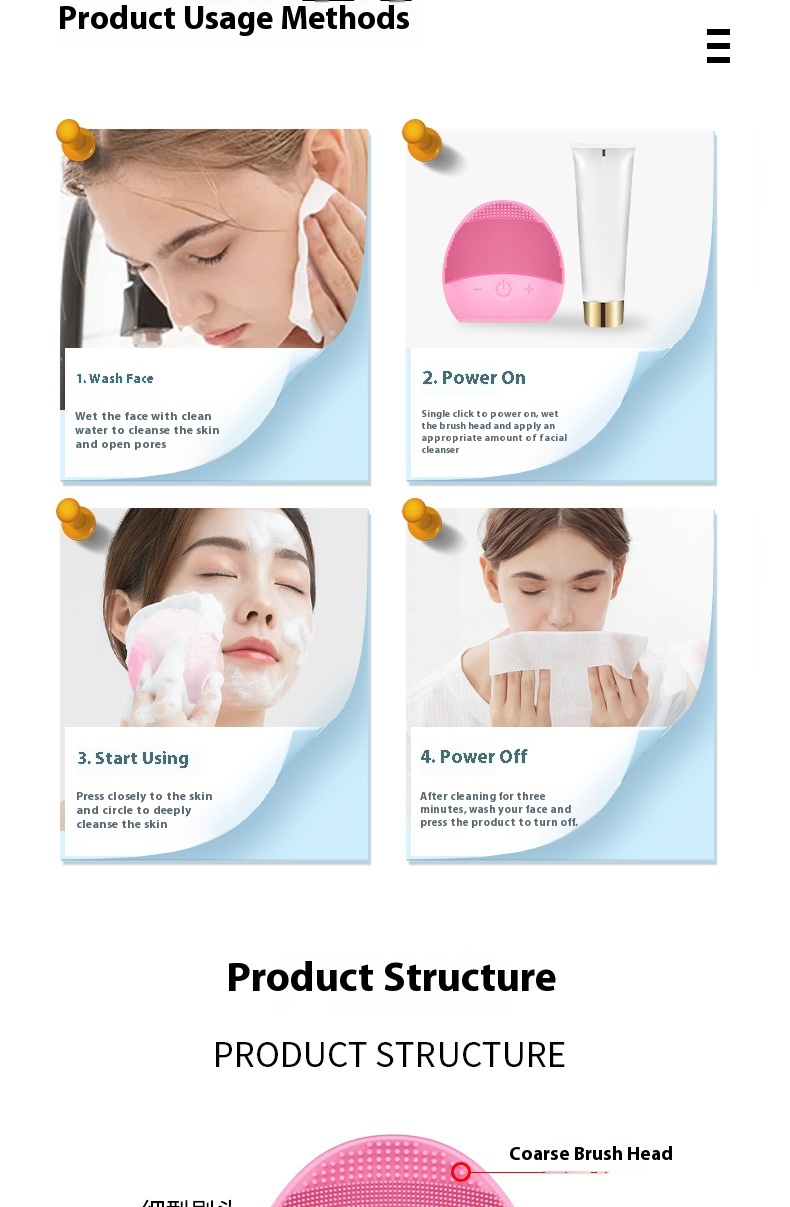Electric Silicone Cleansing Instrument Wash Face And Shrink Pores Cleaner